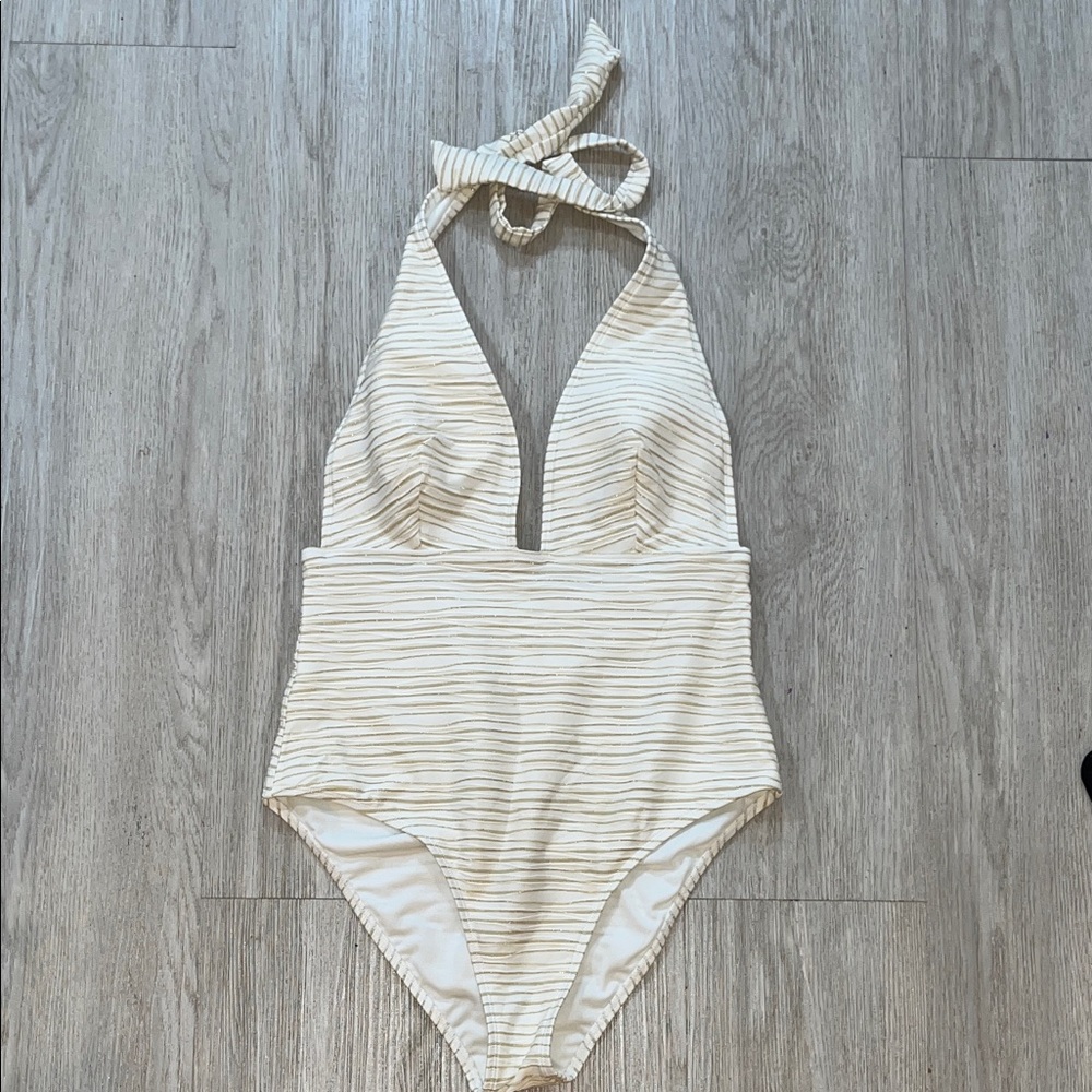 Striped Halter One-Piece Swimsuit